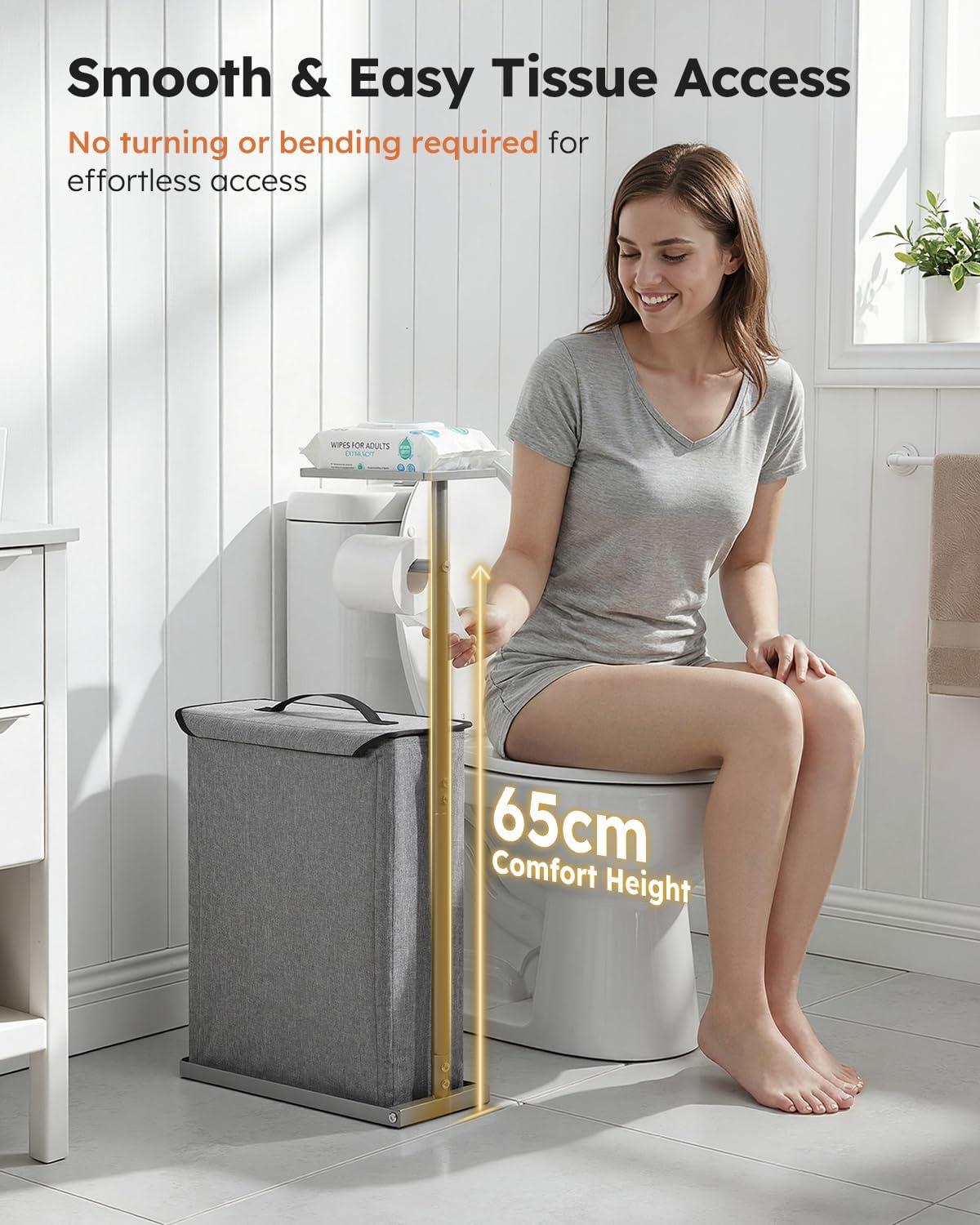 imageFreestanding Toilet Paper Holder Stand with Shelf for Up to 12 RollsRustproof Metal Bathroom Toilet Paper Storage with Lid AllinOne Toilet Tissue Roll Dispenser and OrganizerGrayGray