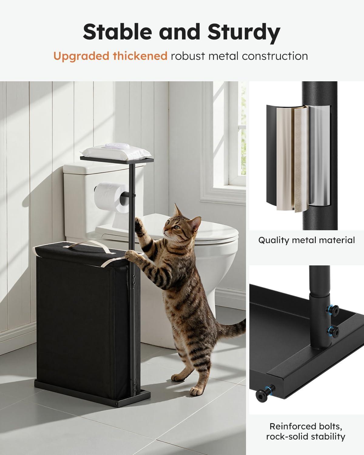 imageFreestanding Toilet Paper Holder Stand with Shelf for Up to 12 RollsRustproof Metal Bathroom Toilet Paper Storage with Lid AllinOne Toilet Tissue Roll Dispenser and OrganizerGrayBlack