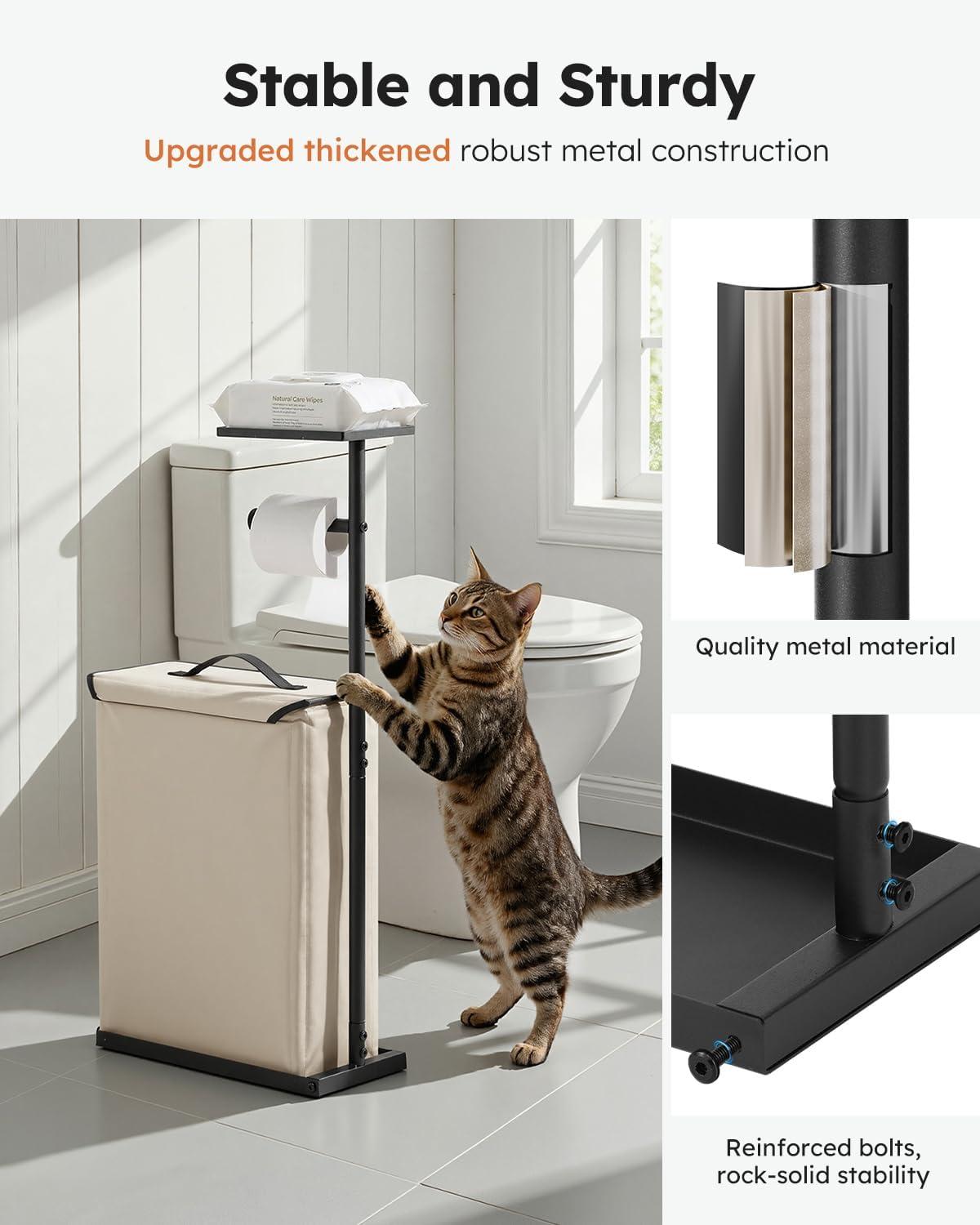 imageFreestanding Toilet Paper Holder Stand with Shelf for Up to 12 RollsRustproof Metal Bathroom Toilet Paper Storage with Lid AllinOne Toilet Tissue Roll Dispenser and OrganizerGrayBeige