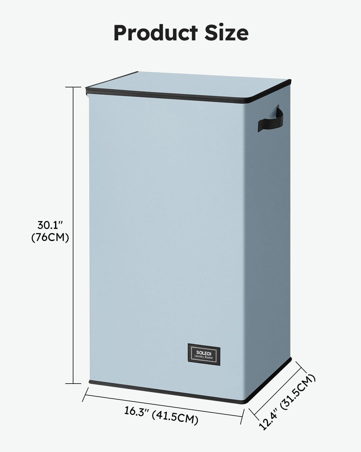 imageSOLEDI Laundry Hamper with Lid 100L Large amp Tall Collapsible Laundry Basket Clothes Hamper with Bag Removable Easy to Carry Dirty Hampers for Bedroom Bathroom Dorm College GreyBluishGrey