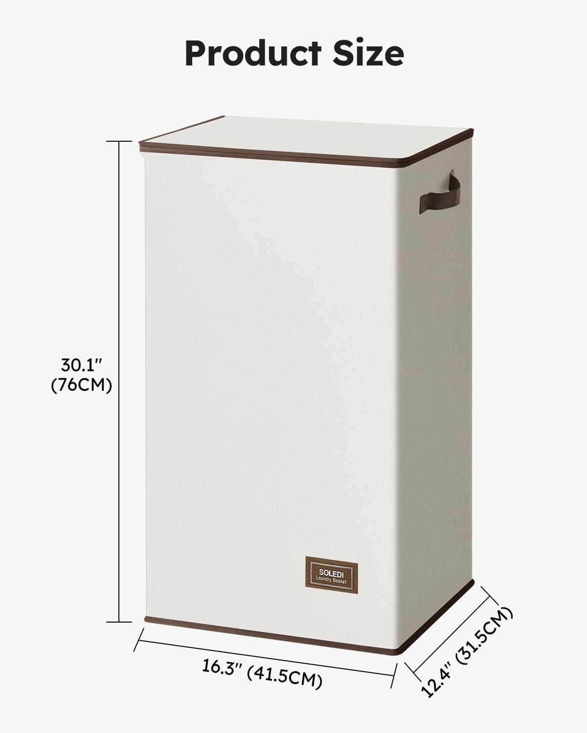 imageSOLEDI Laundry Hamper with Lid 100L Large amp Tall Collapsible Laundry Basket Clothes Hamper with Bag Removable Easy to Carry Dirty Hampers for Bedroom Bathroom Dorm College GreyOffWhite
