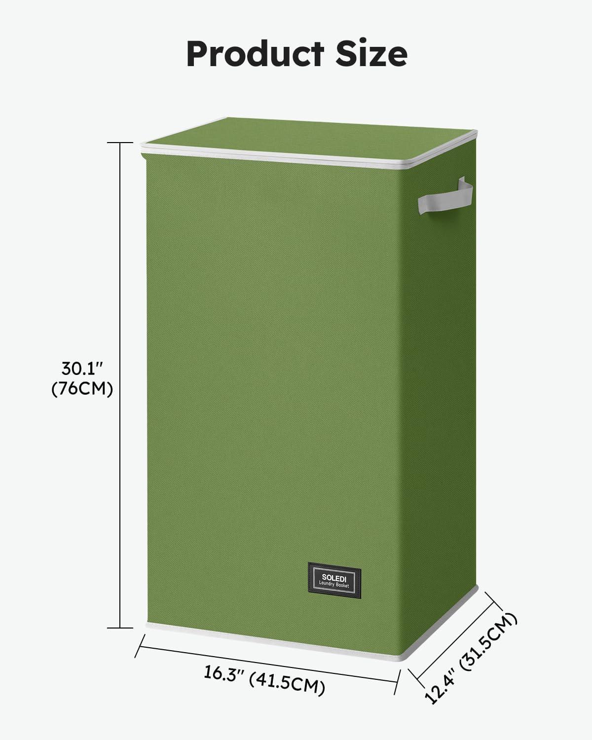 imageSOLEDI Laundry Hamper with Lid 100L Large amp Tall Collapsible Laundry Basket Clothes Hamper with Bag Removable Easy to Carry Dirty Hampers for Bedroom Bathroom Dorm College GreyDark Green