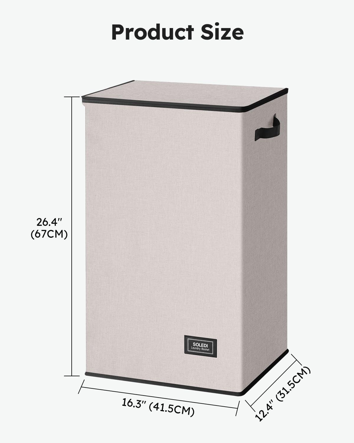 imageSOLEDI Laundry Hamper with Lid 100L Large amp Tall Collapsible Laundry Basket Clothes Hamper with Bag Removable Easy to Carry Dirty Hampers for Bedroom Bathroom Dorm College GreyLight taupe
