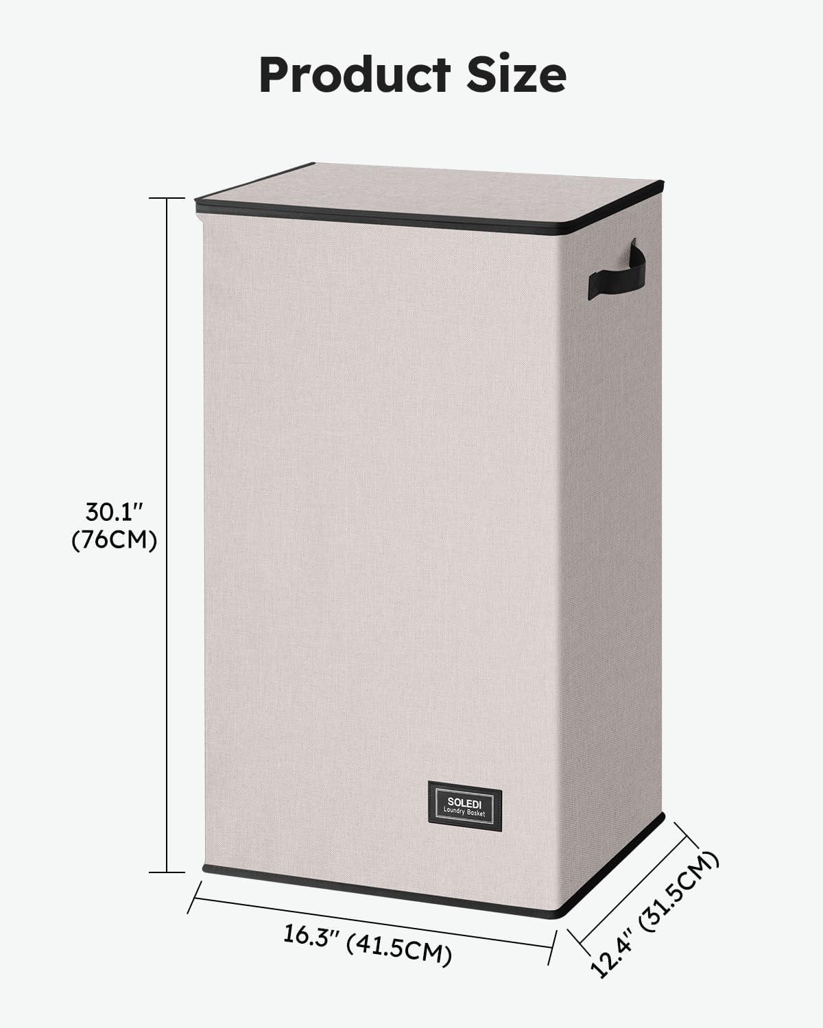 imageSOLEDI Laundry Hamper with Lid 100L Large amp Tall Collapsible Laundry Basket Clothes Hamper with Bag Removable Easy to Carry Dirty Hampers for Bedroom Bathroom Dorm College GreyLight taupe