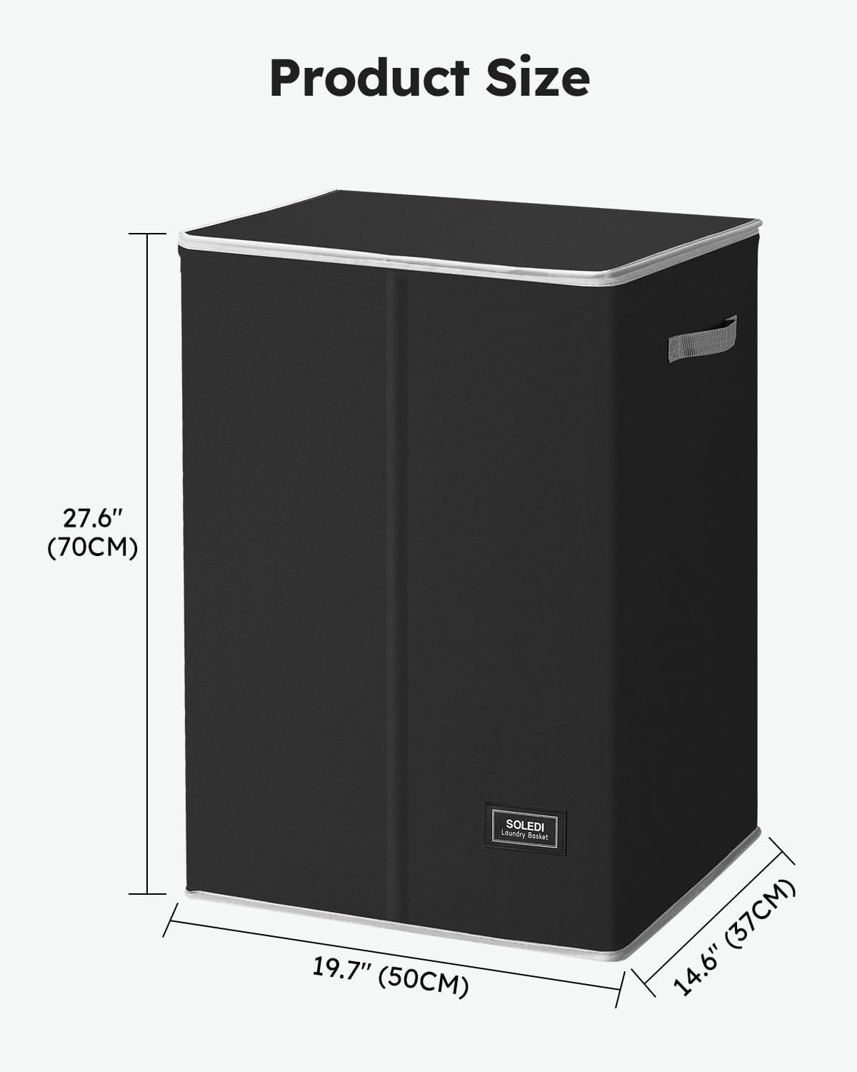 imageSOLEDI Laundry Hamper with Lid 100L Large amp Tall Collapsible Laundry Basket Clothes Hamper with Bag Removable Easy to Carry Dirty Hampers for Bedroom Bathroom Dorm College GreyBlack