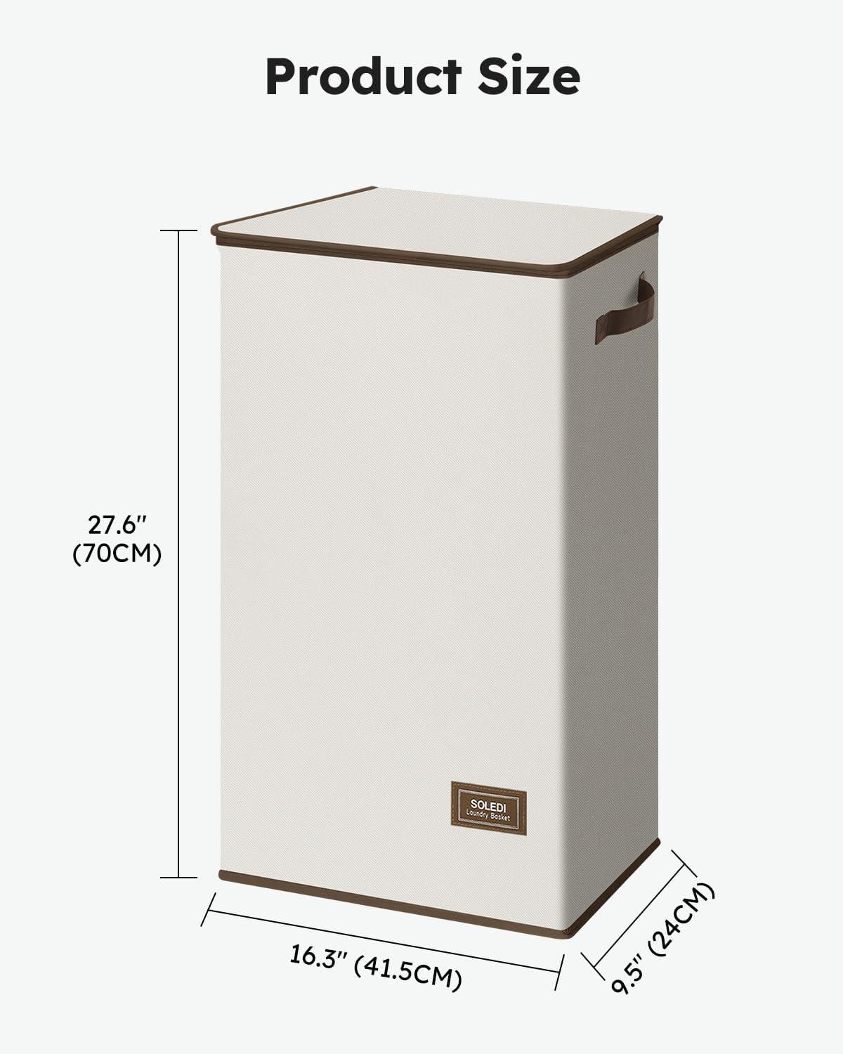 imageSOLEDI Laundry Hamper with Lid 100L Large amp Tall Collapsible Laundry Basket Clothes Hamper with Bag Removable Easy to Carry Dirty Hampers for Bedroom Bathroom Dorm College GreyOffWhite
