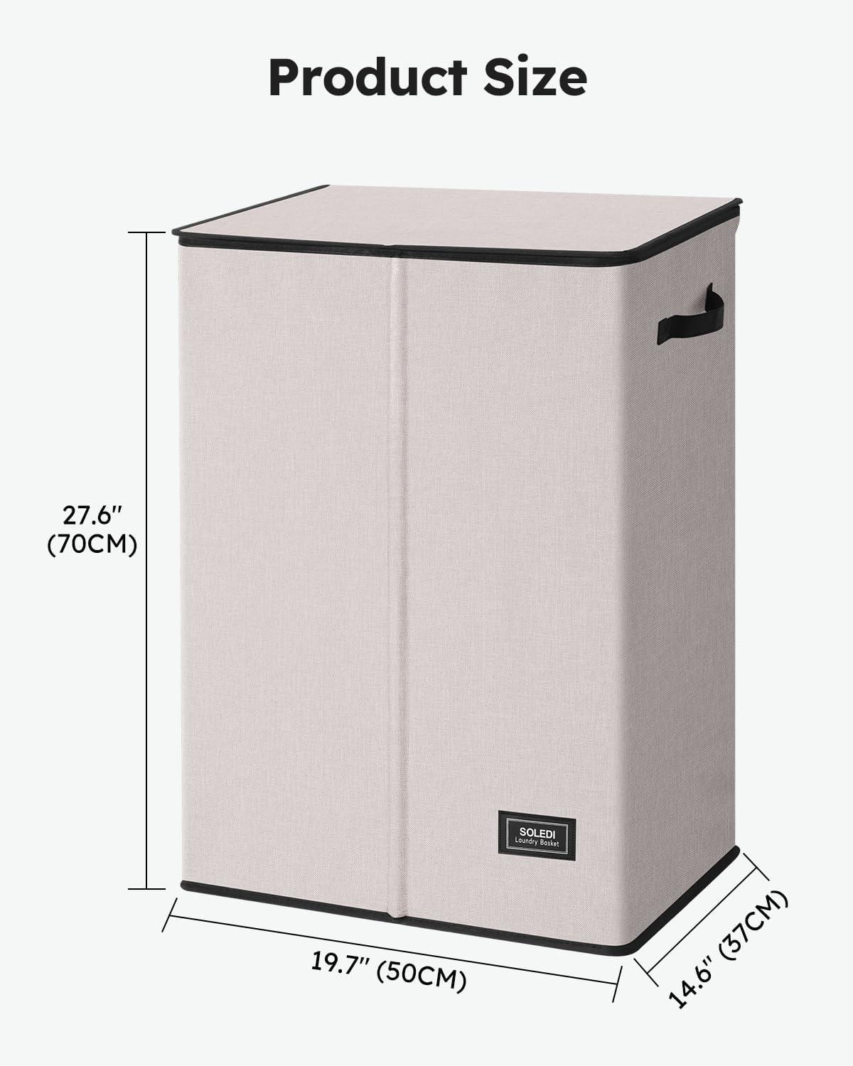 imageSOLEDI Laundry Hamper with Lid 100L Large amp Tall Collapsible Laundry Basket Clothes Hamper with Bag Removable Easy to Carry Dirty Hampers for Bedroom Bathroom Dorm College GreyLight taupe