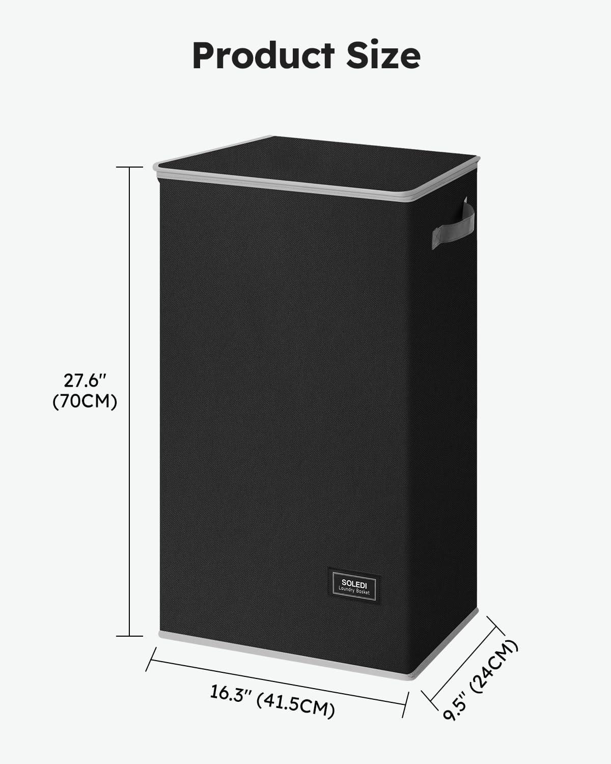 imageSOLEDI Laundry Hamper with Lid 100L Large amp Tall Collapsible Laundry Basket Clothes Hamper with Bag Removable Easy to Carry Dirty Hampers for Bedroom Bathroom Dorm College GreyBlack