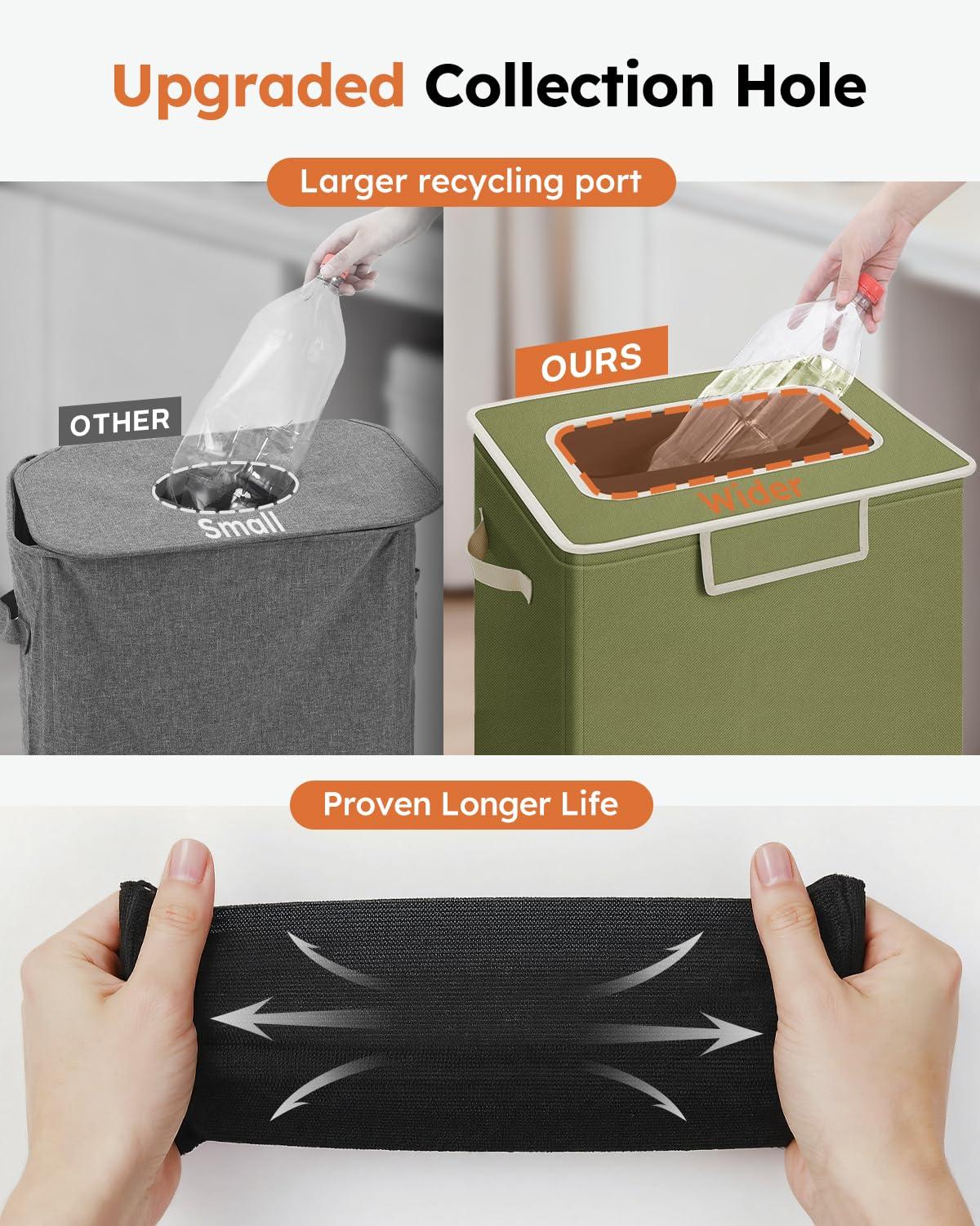 imageSOLEDI Recycling Bin for Kitchen26 Gallon Large Recycle Bin with Lid and 2 Removeable Reusable Inner BagsIndoor Recycling Trash Can for Collector of Bottles Cans and PlasticGreenGreen