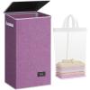 imageSOLEDI Laundry Hamper with Lid 100L Large amp Tall Collapsible Laundry Basket Clothes Hamper with Bag Removable Easy to Carry Dirty Hampers for Bedroom Bathroom Dorm College GreyPurple