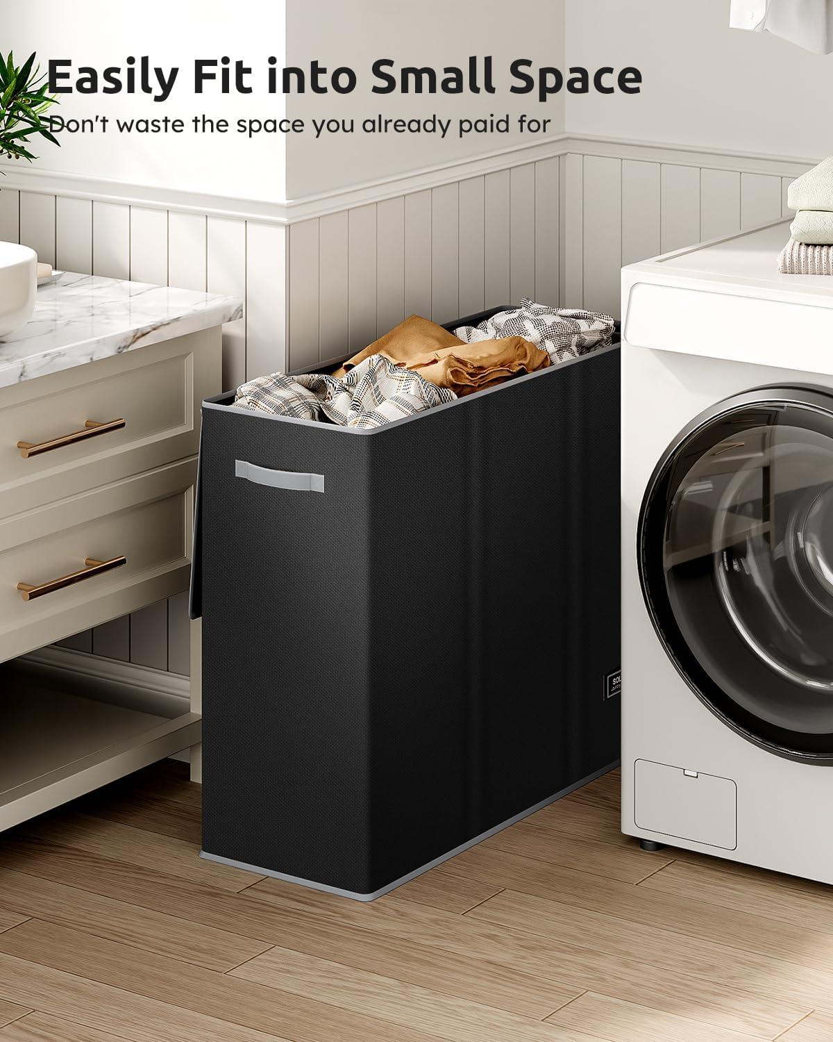 imageSOLEDI 180L Laundry Hamper 3 Section Extra Large Laundry Hamper with Lid Dirty Clothes Hamper with Sturdy Handle Large Laundry Basket Organizer for Laundry Room Bedroom Hampers for LaundryBlack
