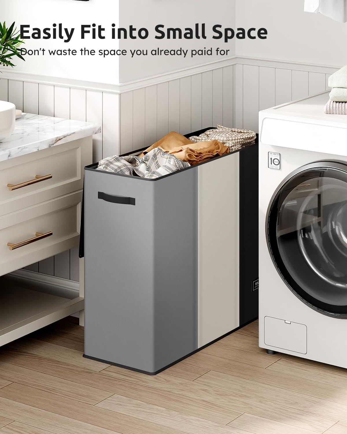imageSOLEDI 180L Laundry Hamper 3 Section Extra Large Laundry Hamper with Lid Dirty Clothes Hamper with Sturdy Handle Large Laundry Basket Organizer for Laundry Room Bedroom Hampers for LaundryBlackWhiteGrey