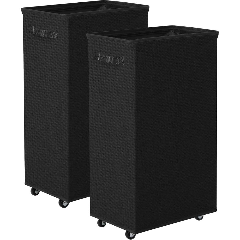 imageSOLEDI Laundry Basket with Wheels 2pack 60L Rolling Laundry Basket Slim Laundry Hamper Collapsible Laundry Hamper Laundry Hamper on Wheels can Store Clothes Blankets Yoga Mats