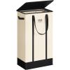 imageSOLEDI Slim Laundry Hamper with LidCollapsible Narrow Laundry Basket with HandlesTall Skinny Dirty Clothes Hamper for for Laundry RoomDormBathroomBedroomand Small Spaces 53L BlackBeige