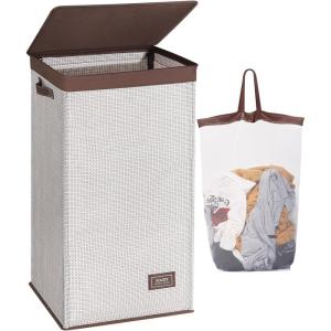 SOLEDI 100L Laundry Hamper with Lid – Laundry Basket Textilene, Waterproof and Durable – Clothes Hamper with Bag Removable, Easy to Carry – Dirty Hamper for Bedroom, Bathroom, Dorm, College, Apartment