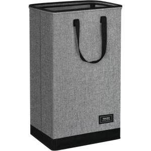 SOLEDI 70L Slim Laundry Hamper, Foldable Laundry Basket with Handle, Small Hampers for Clothes Carry and Move, Corner Narrow Laundry Hamper for Bedroom, Bathroom, Dorm, College. Grey