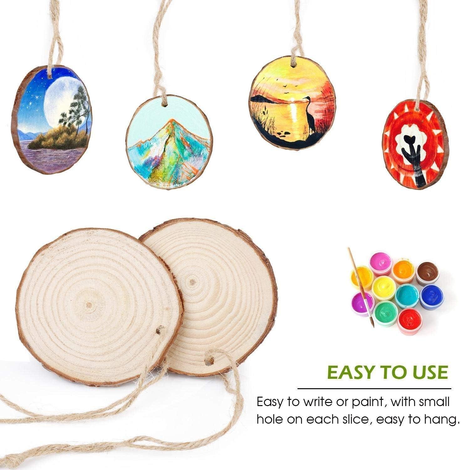 imageWood Slices 30Pcs 2428 Unfinished Natural Wooden Slice Circle Kit Predrilled with Hole for Rustic Wedding Decorations Round CoastersampHalloweenChristmas Ornaments DIY Arts Crafts