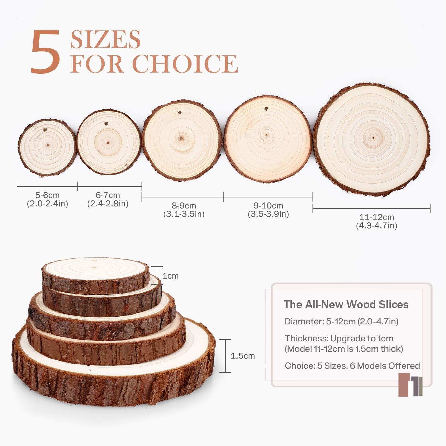 imageWood Slices 30Pcs 2428 Unfinished Natural Wooden Slice Circle Kit Predrilled with Hole for Rustic Wedding Decorations Round CoastersampHalloweenChristmas Ornaments DIY Arts Crafts